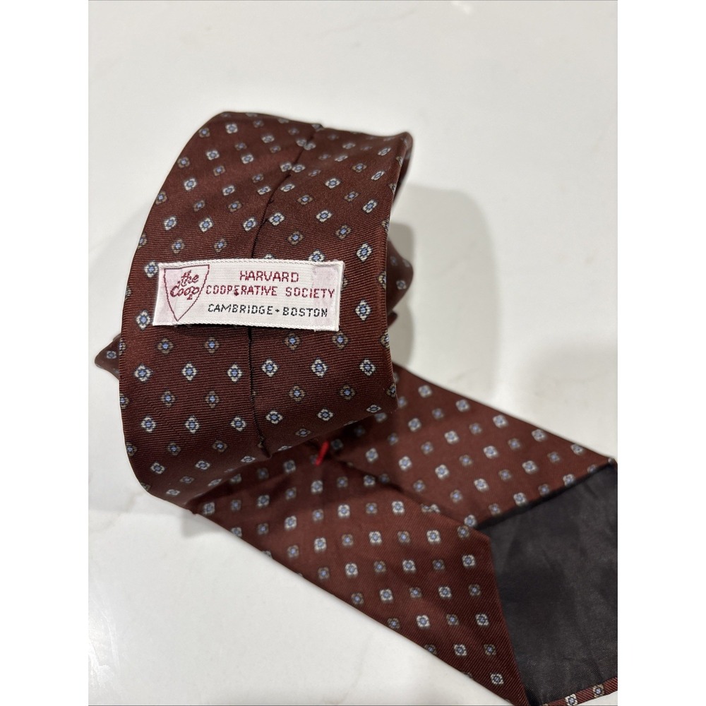 Vintage Harvard Cooperative Society 'The Coop' Geometric Medallion Silk Tie 70s